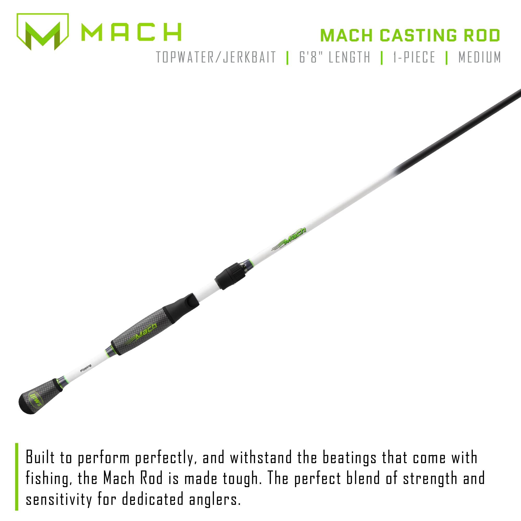 Lew's Mach 6'8"-1 Medium IM7 Topwater/Jerkbait Casting Rod , White/Gray