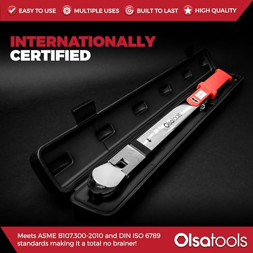 Olsa 1/2-Inch Drive Split Beam Torque Wrench - 32-250 ft-lb, +-4% Accuracy, 15° Flex Head