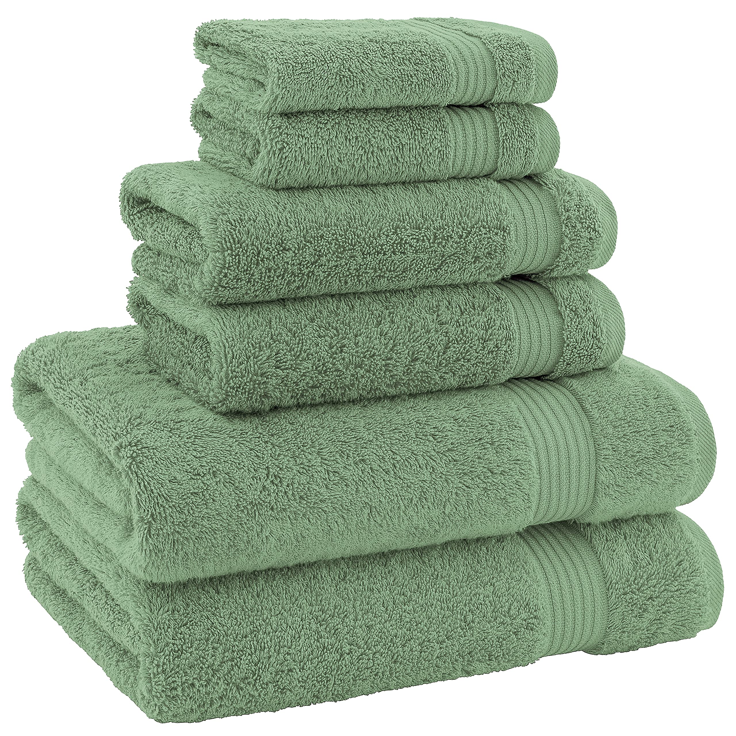 American Veteran Towel, 100% Cotton Turkish 6 Piece Towel Set, Luxury Towels Set of 6 for Bathroom Essentials, 2 Bath Towel 2 Hand Towel 2 Washcloth, Sage Green