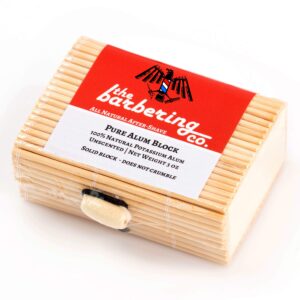 The Barbering Co. Large Alum Block in Bamboo Case | 100% Natural Potassium Alum Stone/Bar | Styptic, Anti-Ingrown Hair Aftershave for Men | 3oz