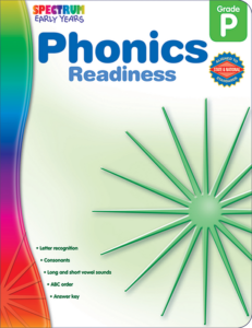 spectrum, phonics readiness workbook, grade pk, printable