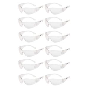 clear lens protective safety glasses, polycarbonate impact resistant lens (pack of 12) ansi z87+ compliant