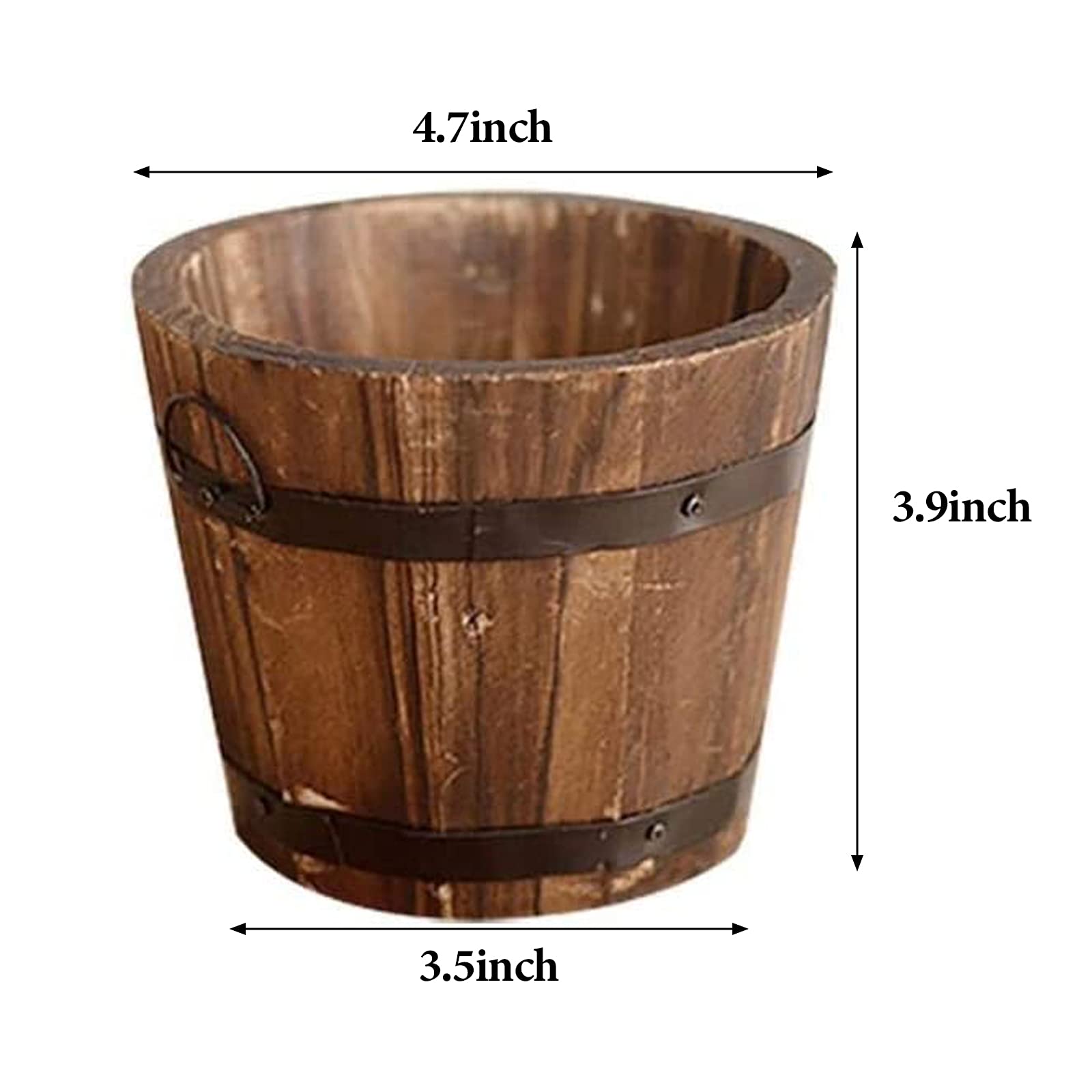 CoscosX Rustic Wooden Barrel Planter, Brown, 10x12x9cm, Ideal for Indoor and Outdoor Decor