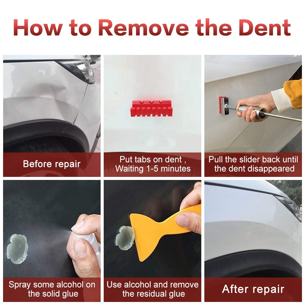 Manelord Dent Puller - Dent Remover with T bar Dent Puller and Upgraded Dent Puller Tabs for Car Dent Repair and Metal Surface Dent Removal