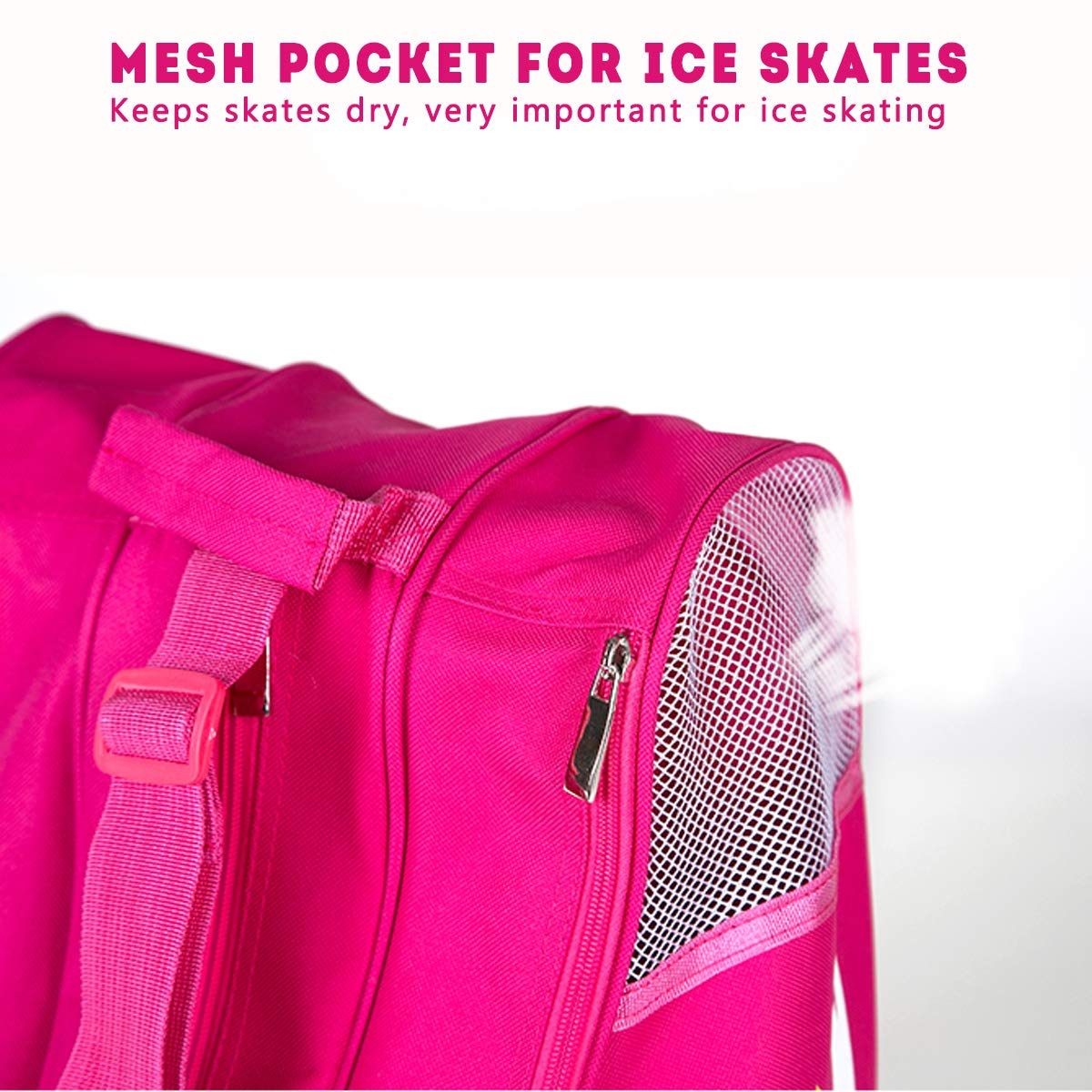 Ice Skate Bag Girls, Roller Skates Bag Inline Skate Bag Roller Ski Boot Bag, Women Figure Hockey Skate Bag Rollerskates Ice Skating Bags,Multiple Pockets for Ice Skate Protective Gears for Kids Adults