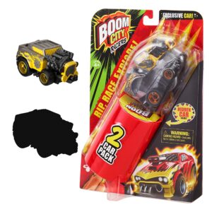 boom city racers - 2 pack - exclusive car roast'd! x and a surprise mystery car