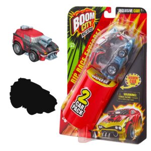 boom city racers - 2 pack - exclusive car boom yah! x and a surprise mystery car, muticolor (40057)