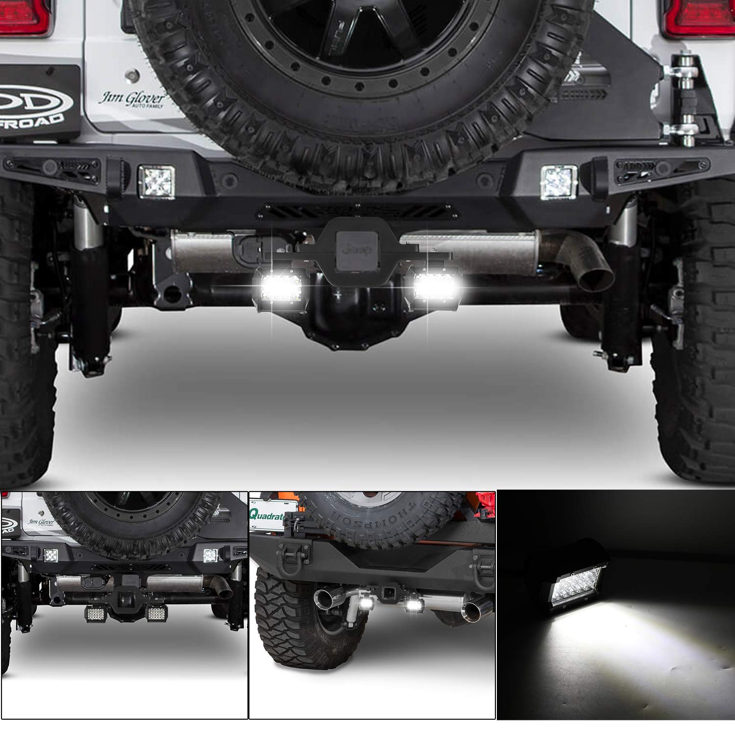 Tow Hitch LED Lights, EBESTauto 4-Row Hitch LED Lights with 2 Inch Tow Hitch Mounting Bracket 4 Inch 72W LED Work Light Pods Quad Row Off-Road Driving LED Bar for Truck Trailer SUV Pickup