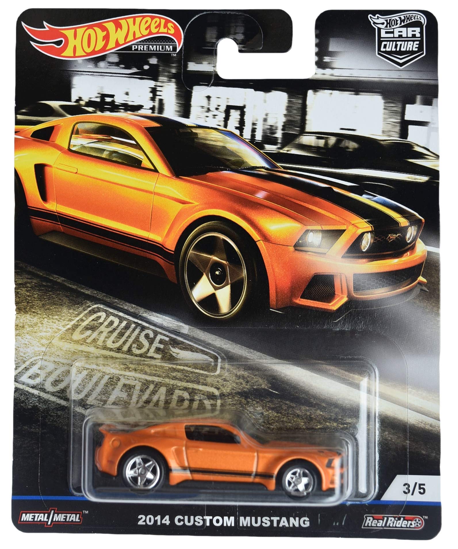 Hot Wheels Car Culture Cruise Boulevard 2014 Custom Mustang 3/5, Burnt Orange