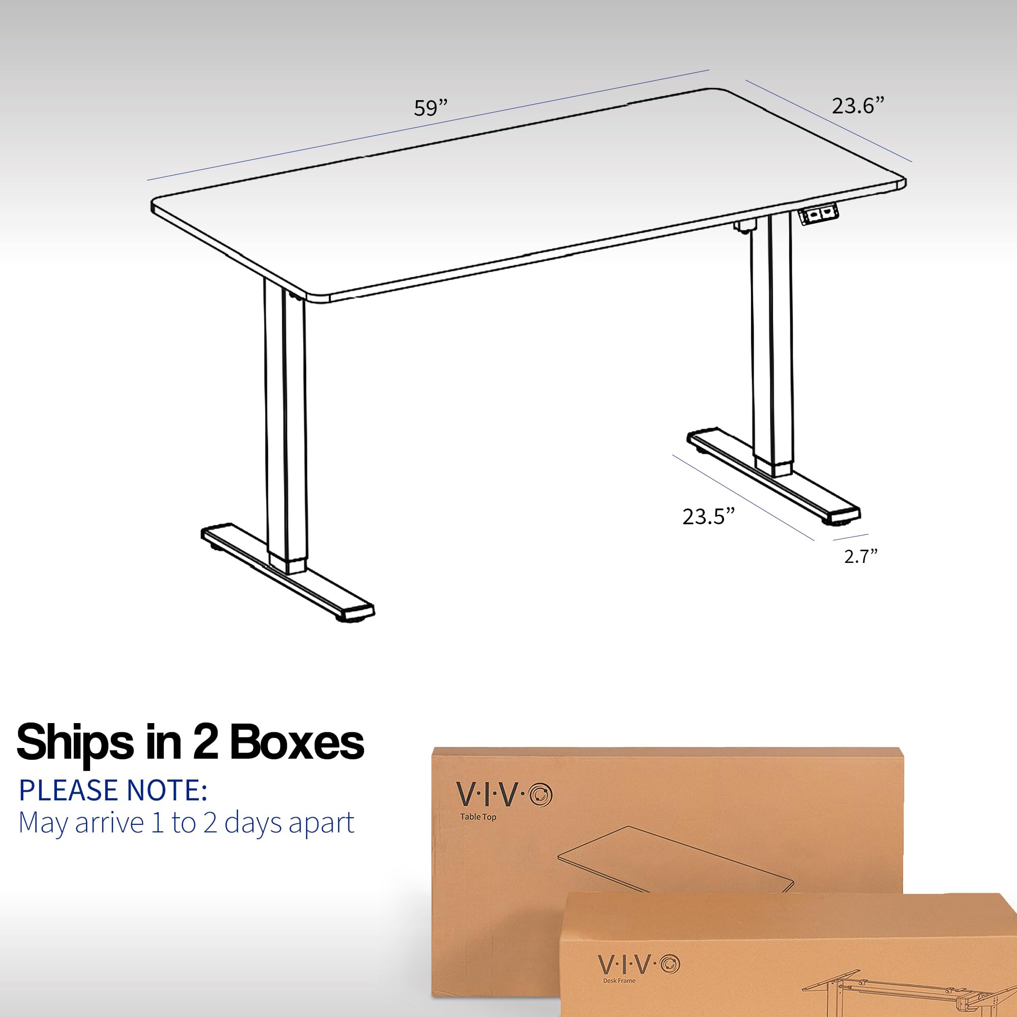 VIVO 60-inch Electric Height Adjustable 60 x 24 inch Stand Up Desk, Light Wood Solid One-Piece Table Top, White Frame, Home & Office Furniture Sets, B0 Series, DESK-KIT-W06C