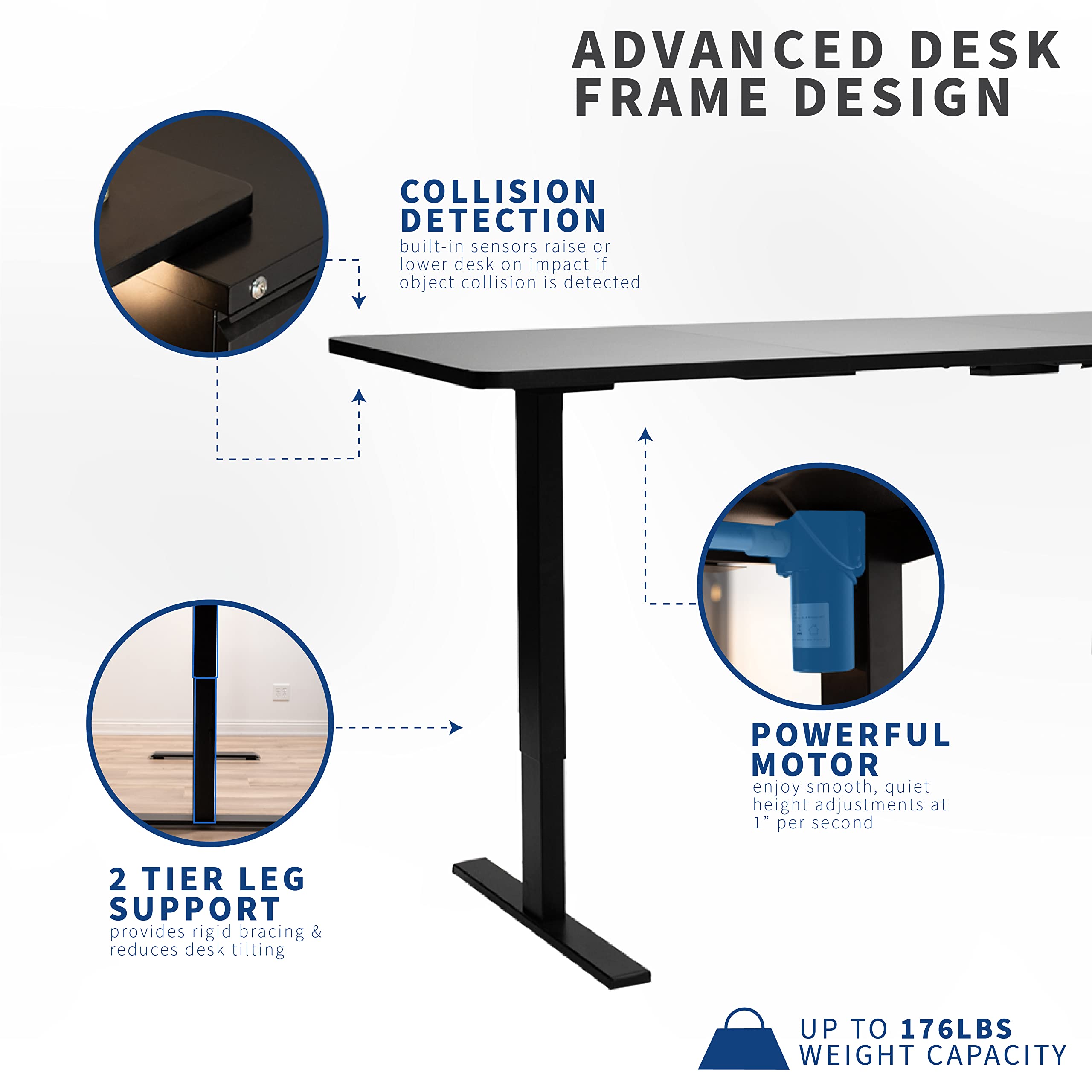 VIVO 60-inch Electric Height Adjustable 60 x 24 inch Stand Up Desk, Light Wood Solid One-Piece Table Top, White Frame, Home & Office Furniture Sets, B0 Series, DESK-KIT-W06C