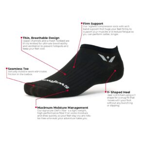 Swiftwick- ASPIRE ZERO (3 Pairs) Running Socks, Cycling Socks, Firm Support (Black, Medium)