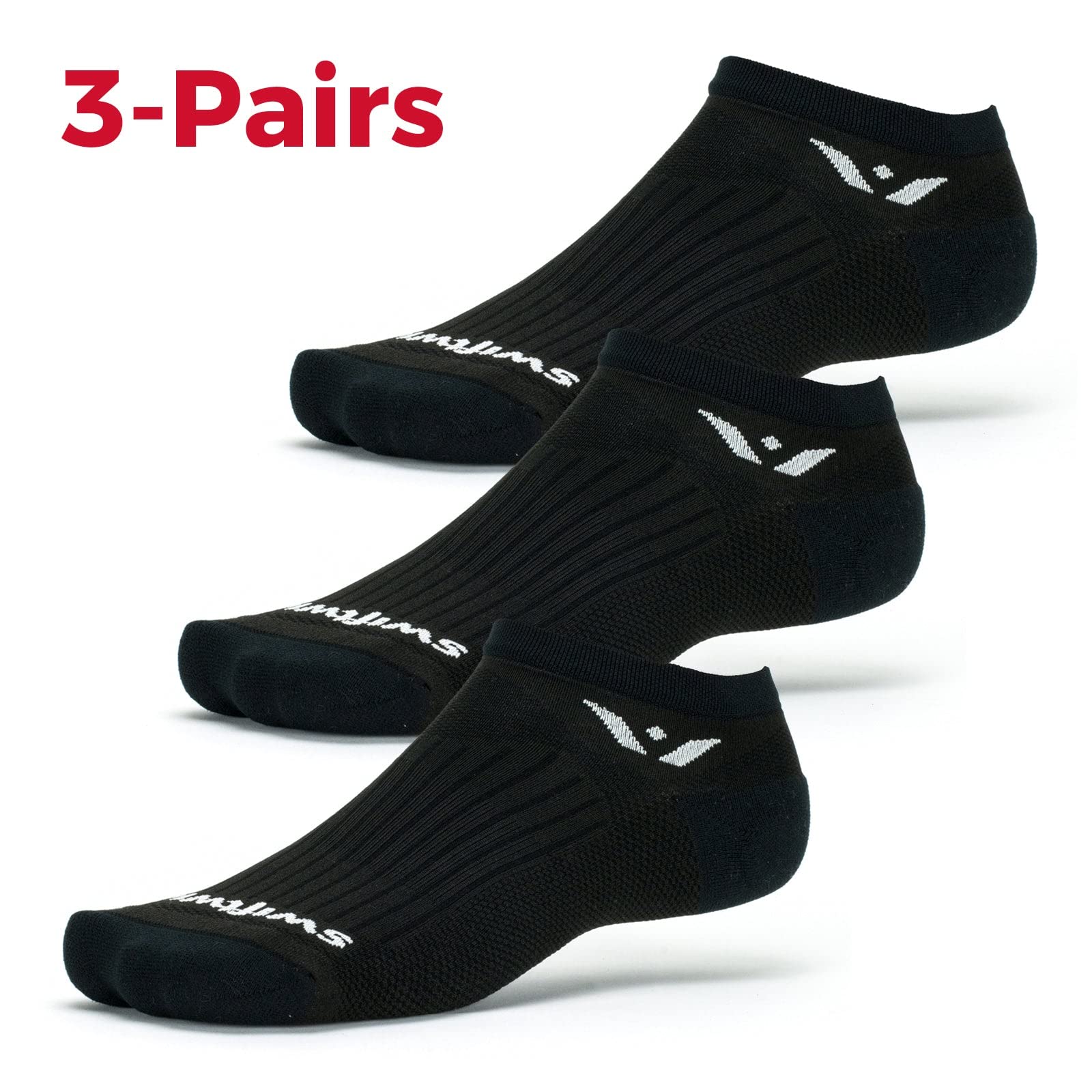 Swiftwick- ASPIRE ZERO (3 Pairs) Running Socks, Cycling Socks, Firm Support (Black, Medium)