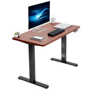 vivo 43-inch electric height adjustable 43 x 24 inch stand up desk, dark walnut solid one-piece table top, black frame, home & office furniture sets, b0 series, desk-kit-b04d