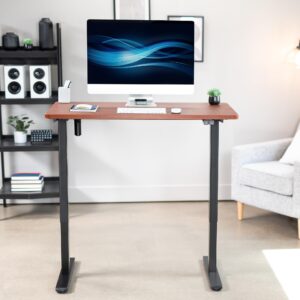 VIVO 43-inch Electric Height Adjustable 43 x 24 inch Stand Up Desk, Dark Walnut Solid One-Piece Table Top, Black Frame, Home & Office Furniture Sets, B0 Series, DESK-KIT-B04D