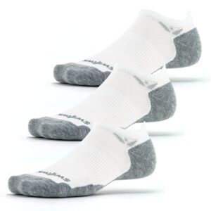 swiftwick- maxus zero tab (3 pairs) running & golf socks, maximum cushion (white, x-large)