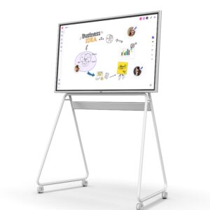 Vibe 55'' Interactive Whiteboard Portable Stand, Four Lockable Wheels, Sleek Design for The Modern Office or Classroom (White)