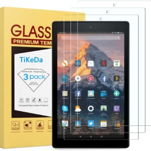 TiKeDa [3-Pack Screen Protector for Amazon Kindle Fire HD 8 (2018/2017/2016 Release) Hard Tempered Glass/HD/9H Hardness High Definition Clear-Not Fit Fire HD 8 2020