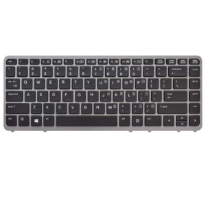 SUNMALL Laptop Keyboard Replacement with Backlit (Without Pointer) Compatible with HP EliteBook 840 G1 G2 / 850 G1 G2 / 745 G1 G2/HP ZBook 14 Series Laptop US Layout (with Silver Frame)