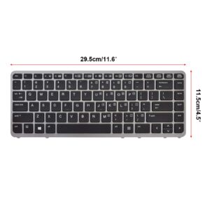 SUNMALL Laptop Keyboard Replacement with Backlit (Without Pointer) Compatible with HP EliteBook 840 G1 G2 / 850 G1 G2 / 745 G1 G2/HP ZBook 14 Series Laptop US Layout (with Silver Frame)