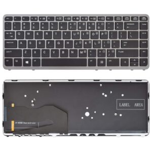 SUNMALL Laptop Keyboard Replacement with Backlit (Without Pointer) Compatible with HP EliteBook 840 G1 G2 / 850 G1 G2 / 745 G1 G2/HP ZBook 14 Series Laptop US Layout (with Silver Frame)