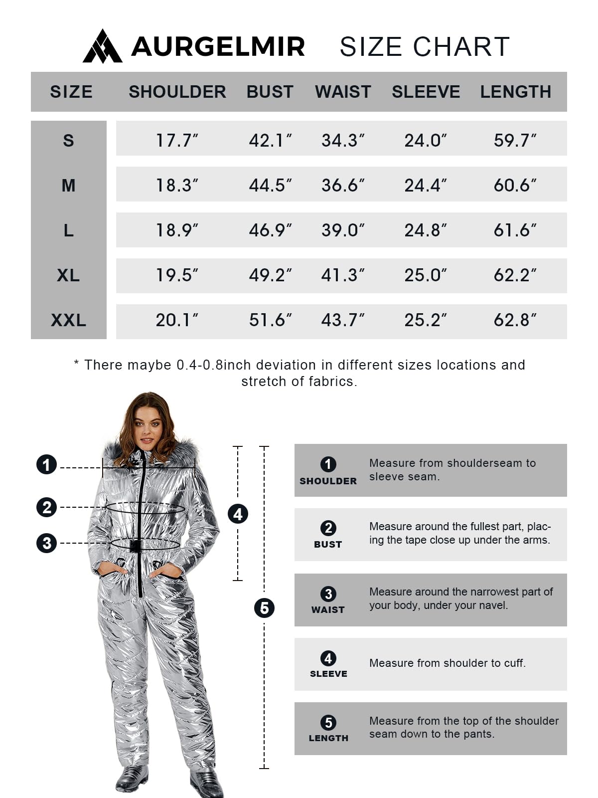 Aurgelmir Women Winter Ski Suit Fur Collar Coat Ski Jumpsuit Snowsuit