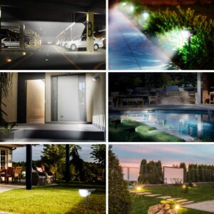 WAKYME 32 LED Solar Landscape Spotlight, 1500LM 2-in-1 Solar Wall Light IP67 Waterproof Solar Spot Lights Outdoor for Yard Garden Porch Walkway Driveway Pool Patio Cool White 2 Packs