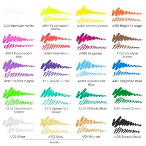 Arteza Acrylic Paint Markers, Set of 20 Acrylic Paint Pens in Assorted Colors, Art & Craft Supplies, Use on Canvases for Painting, Glass, Pottery, Plastic, and Rock