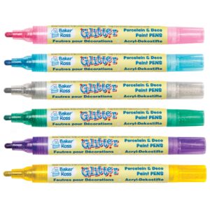 baker ross at520 paint markers - pack of 6, acrylic glitter marker set, art and craft supplies