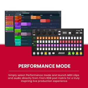 AKAI Professional Fire (Controller Only) – USB MIDI Controller for FL Studio with 64 pad RGB Clip / Drum Pad Matrix