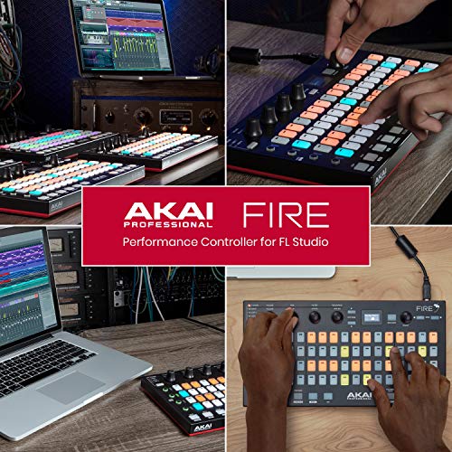 AKAI Professional Fire (Controller Only) – USB MIDI Controller for FL Studio with 64 pad RGB Clip / Drum Pad Matrix