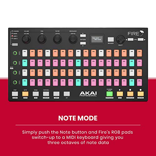 AKAI Professional Fire (Controller Only) – USB MIDI Controller for FL Studio with 64 pad RGB Clip / Drum Pad Matrix