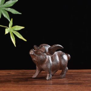 BRASSTAR Cast Iron Flying Pig Statue Paperweight Garden Home Office Desk Decor Collection Animal Figurine PTWQ008