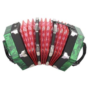 concertina, professional 20 buttons accordion concertina anglo-style musical instrument accessory with carrying bag(green)