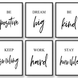 GIFTSFARM Inspirational Wall Art, Motivational Office Wall Art for Living room and Bedroom, Office Decor (Set of 6, 8X10in, Unframed)