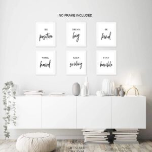 GIFTSFARM Inspirational Wall Art, Motivational Office Wall Art for Living room and Bedroom, Office Decor (Set of 6, 8X10in, Unframed)