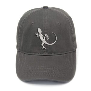 fannoo unisex baseball cap-lizard flock printing washed cotton adjustable twill low profile plain hats charcoal