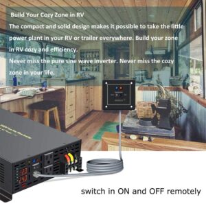 3000 Watt 24V DC Pure Sine Wave Power Inverter with Remote Control Switch, Dual 110V 120V AC Outlets, Automotive Back Up Power Supply Car Converter for RV Truck Boat Camping