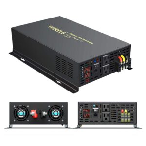 3000 Watt 24V DC Pure Sine Wave Power Inverter with Remote Control Switch, Dual 110V 120V AC Outlets, Automotive Back Up Power Supply Car Converter for RV Truck Boat Camping