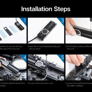 ineo Aluminum M.2 2280 SSD Heatsinks with 20mm Fan and Pure Cooper Strip for M.2 NVME SSD [C2600 Fan]