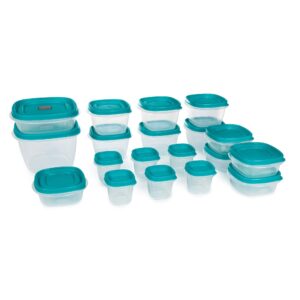 easy find vented lids food storage containers set of 19 (38 pieces total) plastic containers | reusable and stackable meal prep containers - teal (teal)