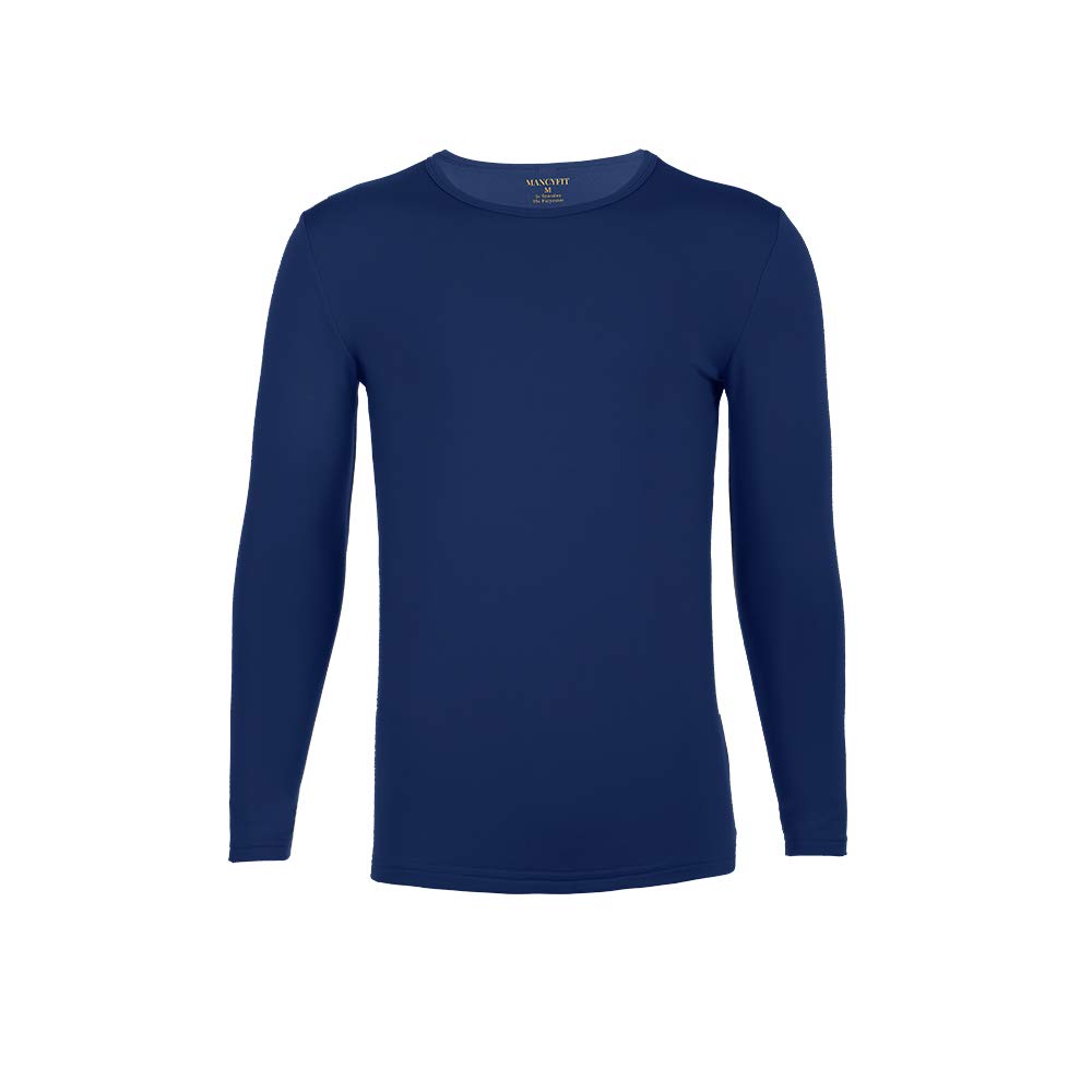 MANCYFIT Mens Thermal Shirts Fleece Lined Top Long Sleeve Base Layer Pullover Navy Large