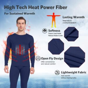 MANCYFIT Mens Thermal Shirts Fleece Lined Top Long Sleeve Base Layer Pullover Navy Large