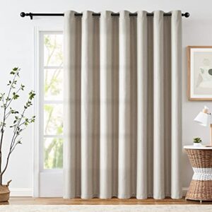 jinchan textured curtain for bedroom room darkening extra wide for room dividerthermal curtain living room linen look textured thermal insulated curtain grommet 1 panel 100" w* 84" l greyish beige