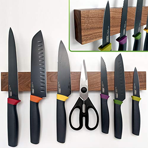 Premium Dark Walnut Wood Magnetic Knife Holder for Wall | 16 Inch | Upgraded Version | Professional Wooden Magnetic Knife Strip - Space-Saving Knife Rack/Knife Bar With Powerful Magnetic Pull Force