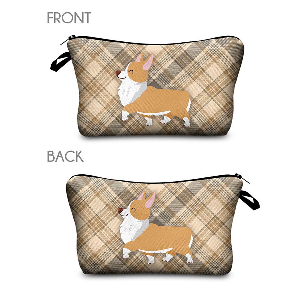 FITINI Makeup Bag Funny,Corgi Dogs Travel Small Cosmetic Bags Organizer for Women Handbag Toiletry Storage Pouch Waterproof Purse,Set of 3