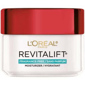 l’oréal paris revitalift anti aging face and neck cream, smoothing and firming moisturizer for 24hr hydration, fragrance free, 1.7 oz
