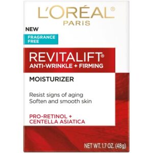 L’Oréal Paris Revitalift Anti Aging Face and Neck Cream, Smoothing and Firming Moisturizer for 24HR Hydration, Fragrance Free, 1.7 Oz