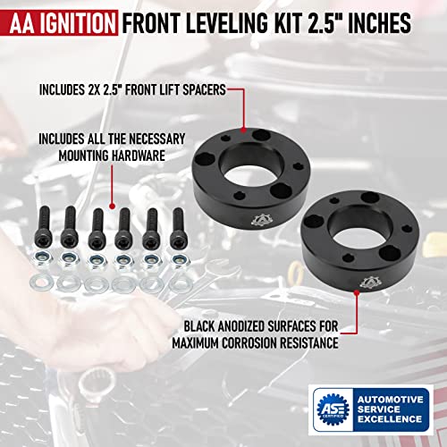 Front Leveling Kit 2.5" Inches - Fits 2004-2018 Ford F-150 Pickup Truck 2WD, 4 Wheel Drive 4WD, 4x4 - Front Strut Spacers Lift 2 1/2 Inch - Forged Aircraft Aluminum Billet Construction