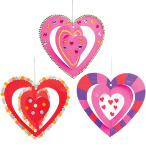 Baker Ross AT541 Heart Spiral Ornaments - Pack of 12, Creative Valentine's Day Art and Craft Supplies for Kids to Make and Decorate